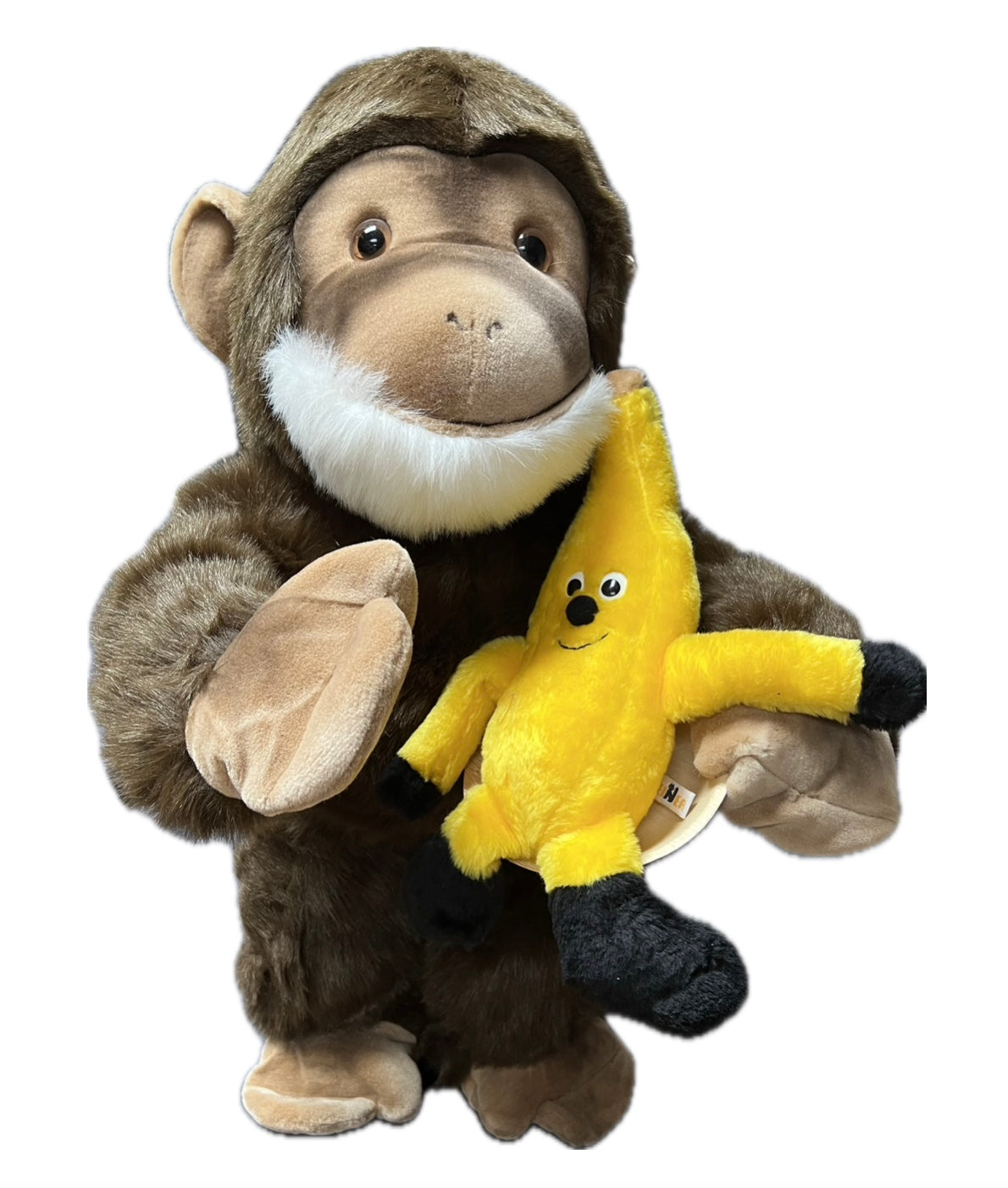 Affe 80 cm mit Plüschbbanane und 2 Bewegungen