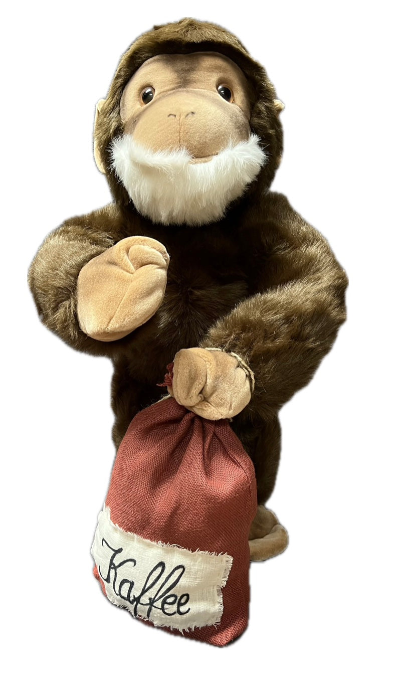 Affe 80 cm mit Kaffesack und 2 Bewegungen
