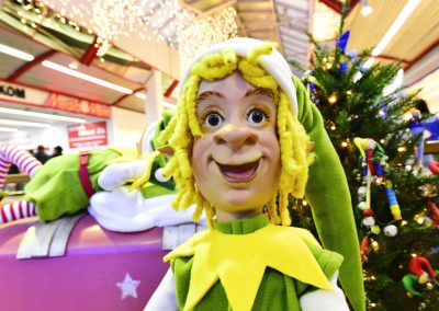 Christmas elf looks at customers