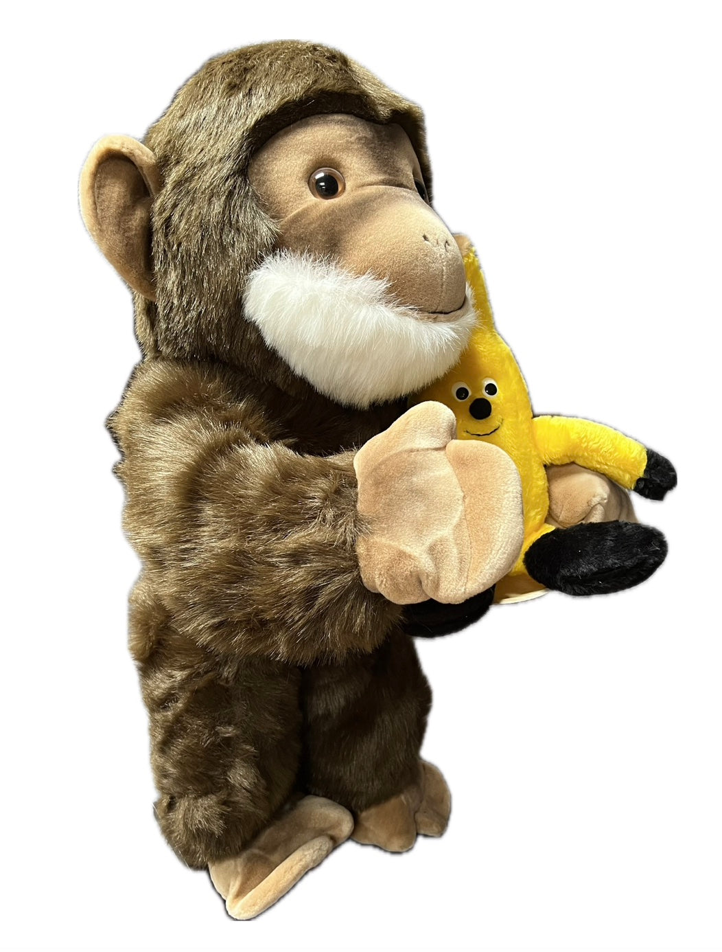 Affe 80 cm mit Plüschbbanane und 2 Bewegungen
