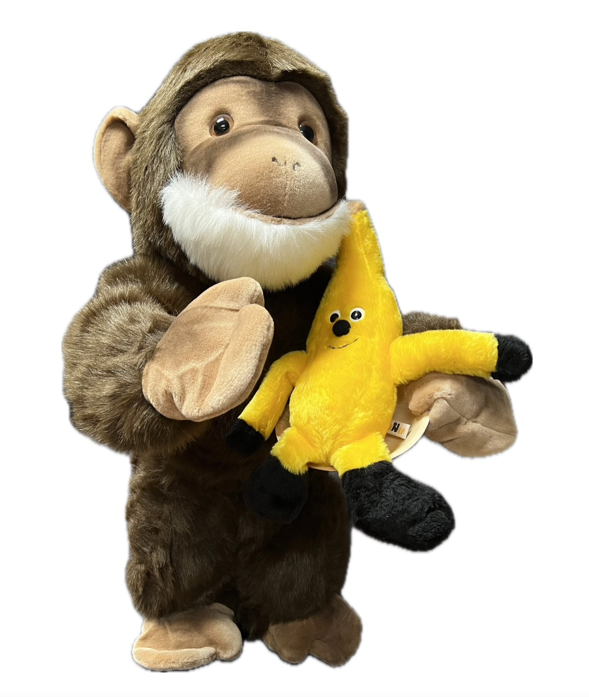 Affe 80 cm mit Plüschbbanane und 2 Bewegungen