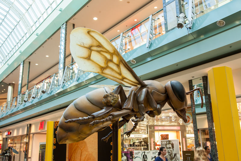 Biene 250 fach vergrößert auf Drehbühne
