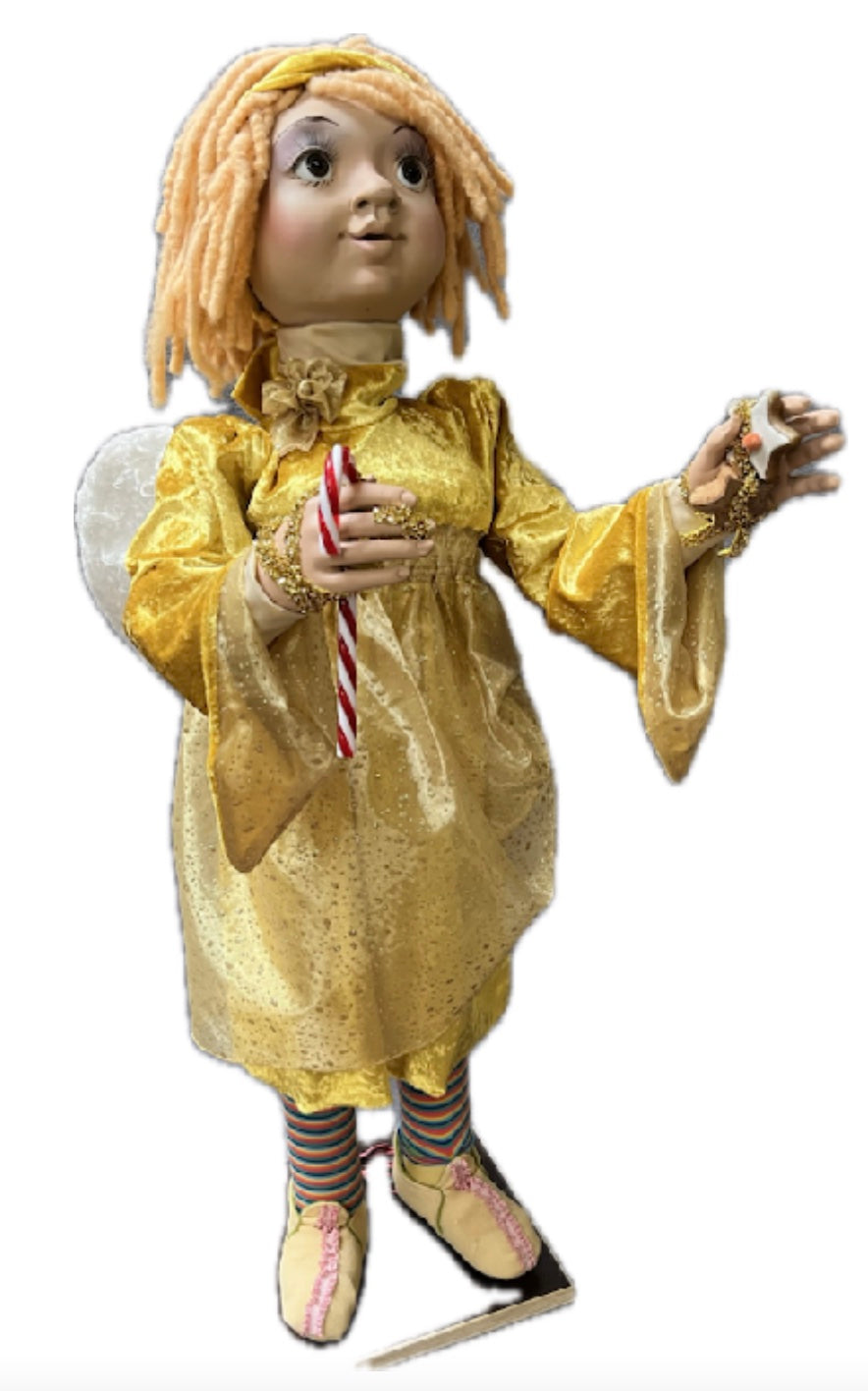 Engel 100 cm im gold gelben Kleid