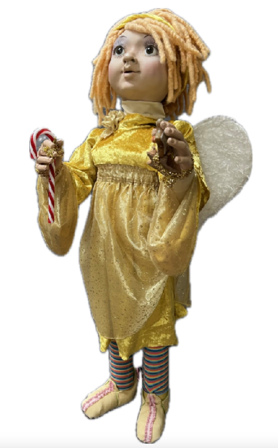 Engel 100 cm im gold gelben Kleid