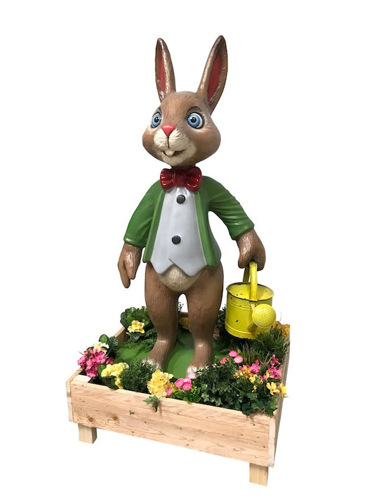 Hase GFK im Blumenbeet,wettergeschützt