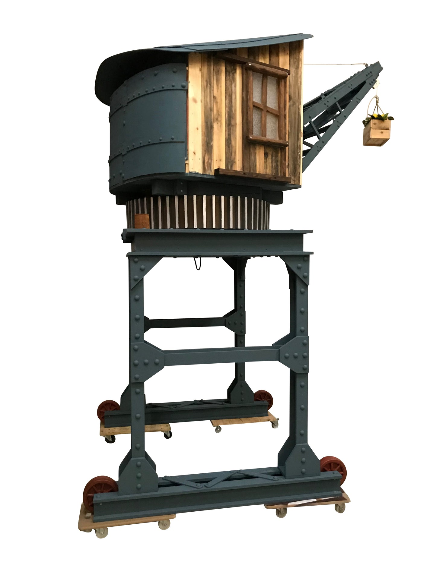 Hafenkran Holzmodel Modell 1:6 mit Seilbewegung