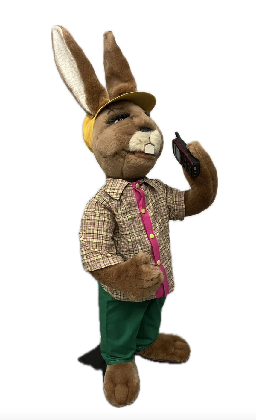 Hase mit Handy / Mobiltelefon