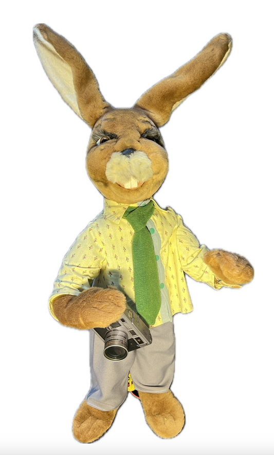 Hase mit Kleinbildkamera