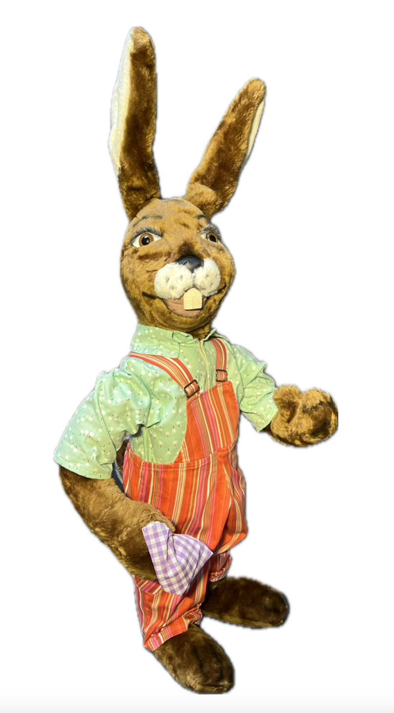 Hase mit Putzlappen in der Pfote