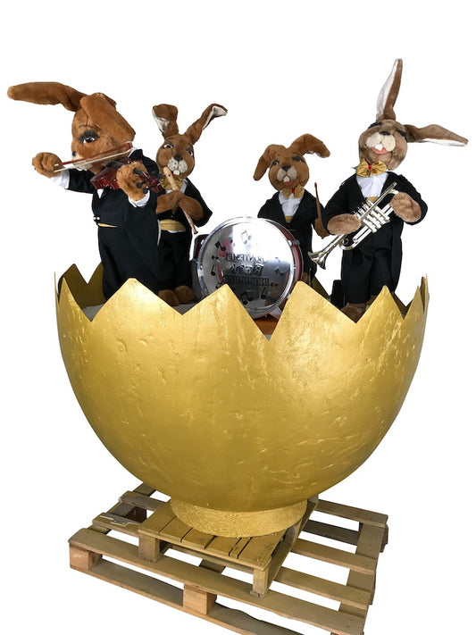 Konzertei Goldfarbene Eierhälfte mit 4 Hasenmusikern