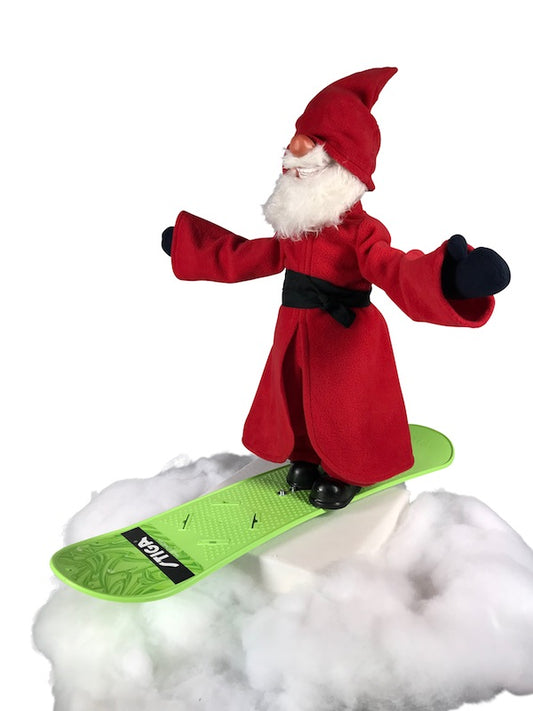 Weihnachtsmann auf Snowboard