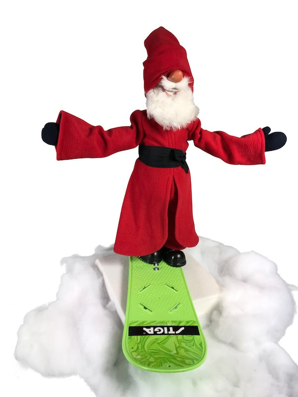 Weihnachtsmann auf Snowboard